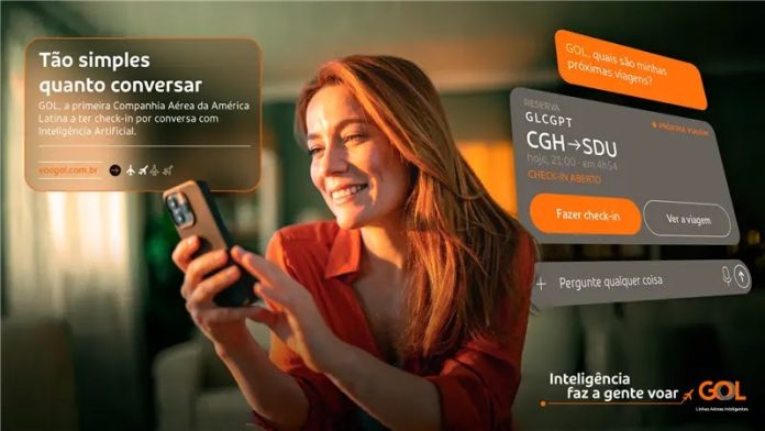 Gol anuncia integração com o ChatGPT para permitir check-in e emissão de cartões de embarque pela plataforma de inteligência artificial Crédito: Divulgação/Gol